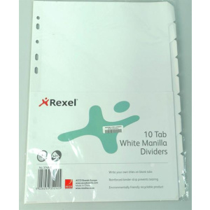 Rexel A4 White File Divider Board Tab 1