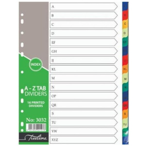 Treeline PVC A4 Index A to Z Tab Dividers 16