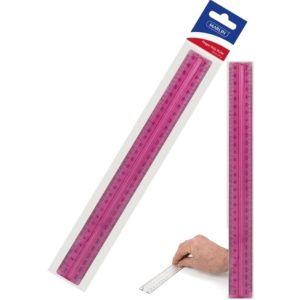Marlin 30cm Finger Grip Ruler Clear Pink