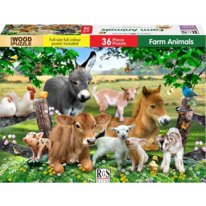 RGS 36 Piece A4 Wooden Puzzle Farm Animals