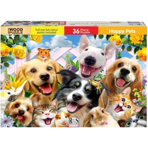 RGS 36 Piece A4 Wooden Puzzle Happy Pets