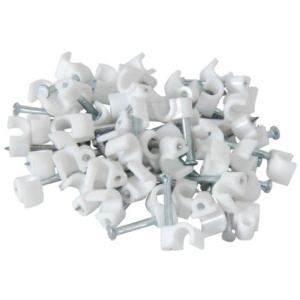 Noble Round Cable Clips 10mm White 100 Pieces per