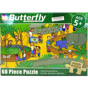 Butterfly 60 Piece A4 Wooden Puzzle At The Zoo
