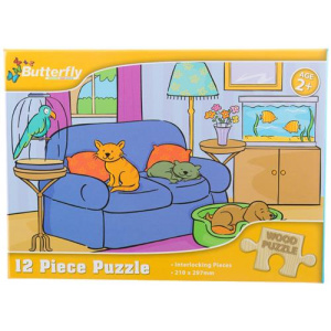 Butterfly 12 Piece A4 Wooden Puzzle Domestic