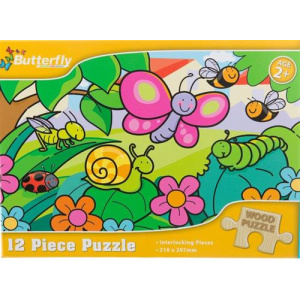 Butterfly 12 Piece A4 Wooden Puzzle Backyard Bugs