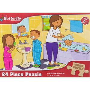 Butterfly 24 Piece A4 Wooden Puzzle Hygiene