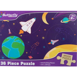 Butterfly 36 Piece A4 Wooden Puzzle Outer Space