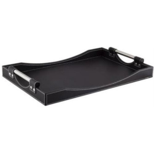 Totally Large Faux Leather Serving Tray Black –