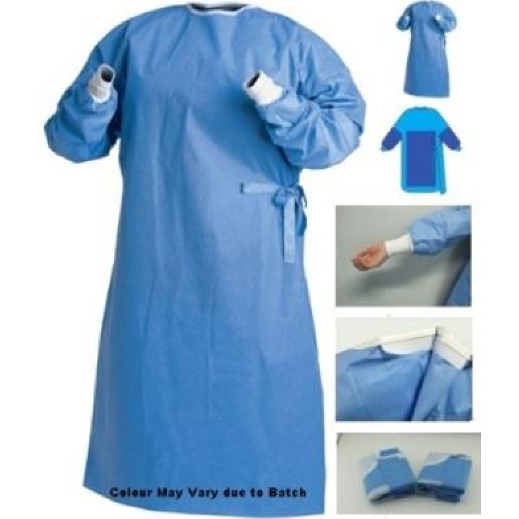 Casey Disposable SMS Fabric Reinforced Surgical Gown - Blue, Size Medium