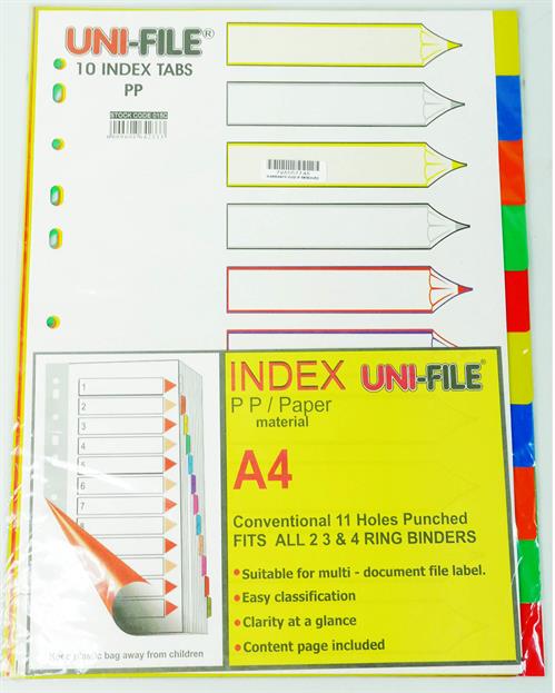 Uni File A4 10 Index Tabs File Dividers Uni File A4 10 Index Tabs File Dividers
