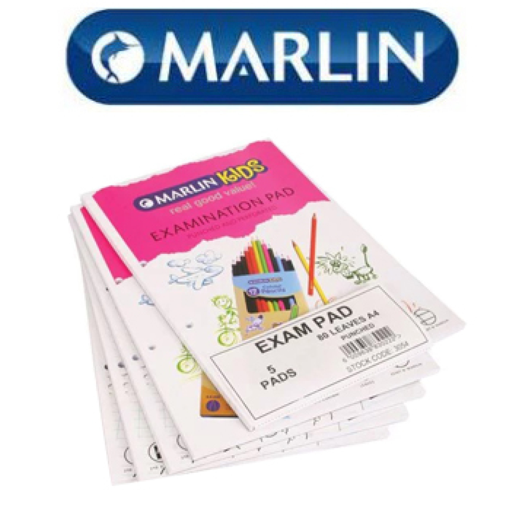 Marlin A4 Punched Exam Pad 80 page 5 pack