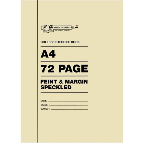 Freedom A4 College Exercise Book Feint and Margin 72 Page