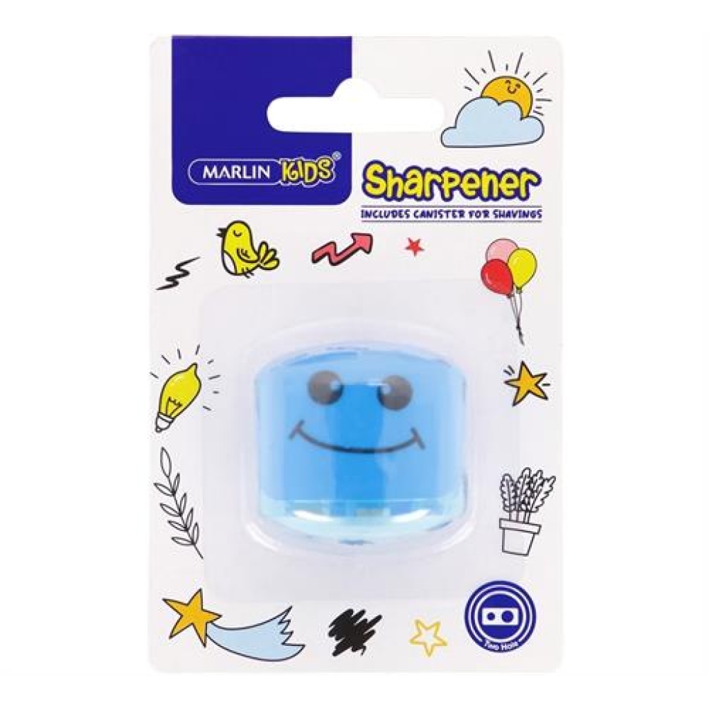 Marlin Kids 2 Hole Sharpener With Container Blue