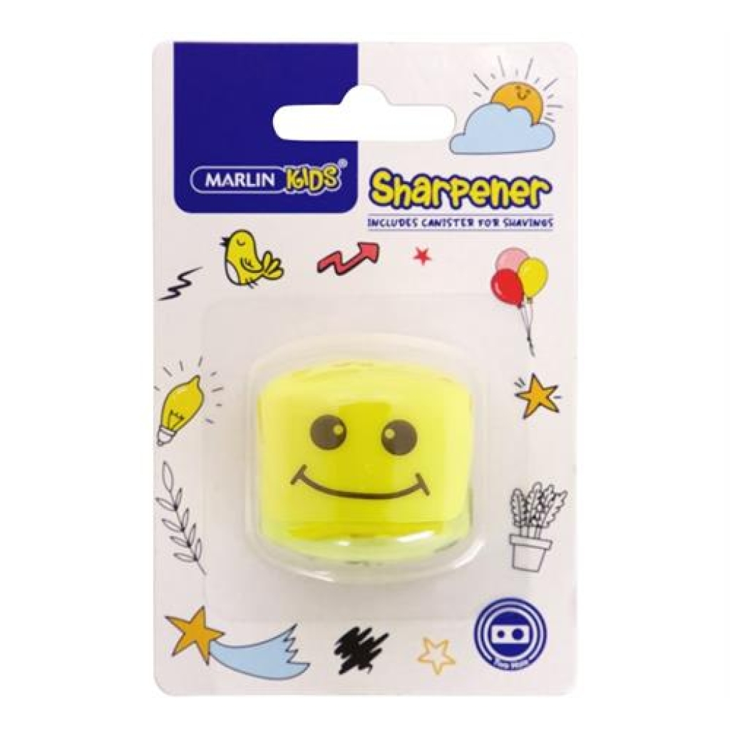 Marlin Kids 2 Hole Sharpener With Container Yellow