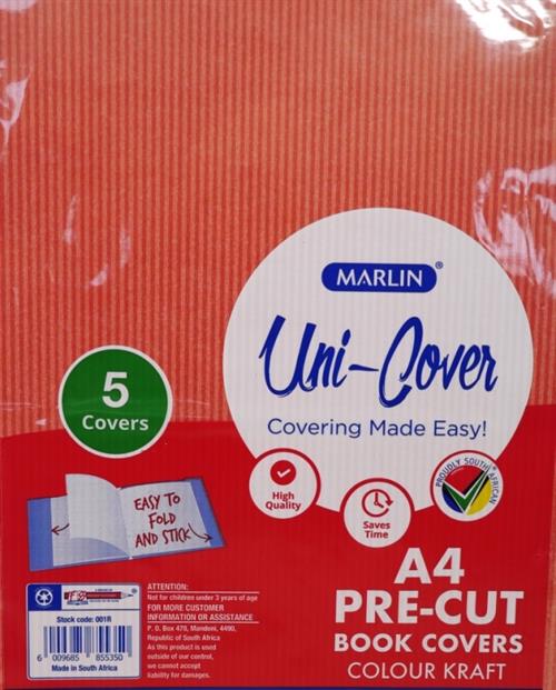 Marlin Kids A4 Precut Book Cover Red 5 Pack Marlin Kids A4 Precut Book Cover Red 5 Pack