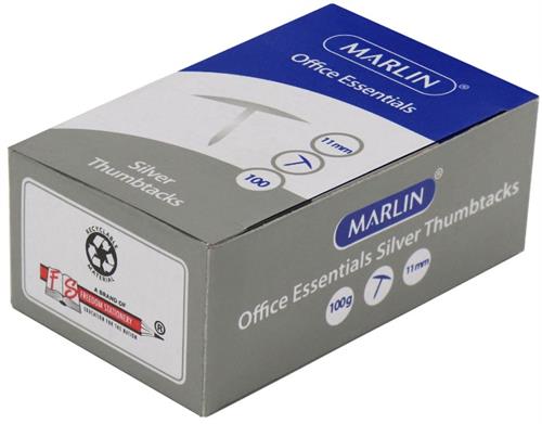 Marlin Office Essentials Thumbtacks 11mm Silver 100 Pack Marlin Office Essentials Thumbtacks 11mm Silver 100 Pack