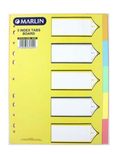 Marlin File Dividers Bright C/BOARD 1- 5 Marlin File Dividers Bright C/BOARD 1- 5