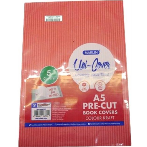 Marlin Kids A5 Precut Book Cover Red 5 Pack