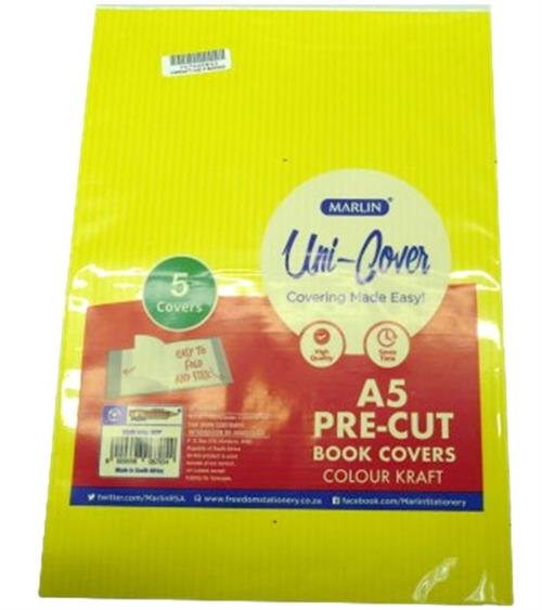 Marlin Kids A5 Precut Book Cover Yellow5 Pack Marlin Kids A5 Precut Book Cover Yellow5 Pack