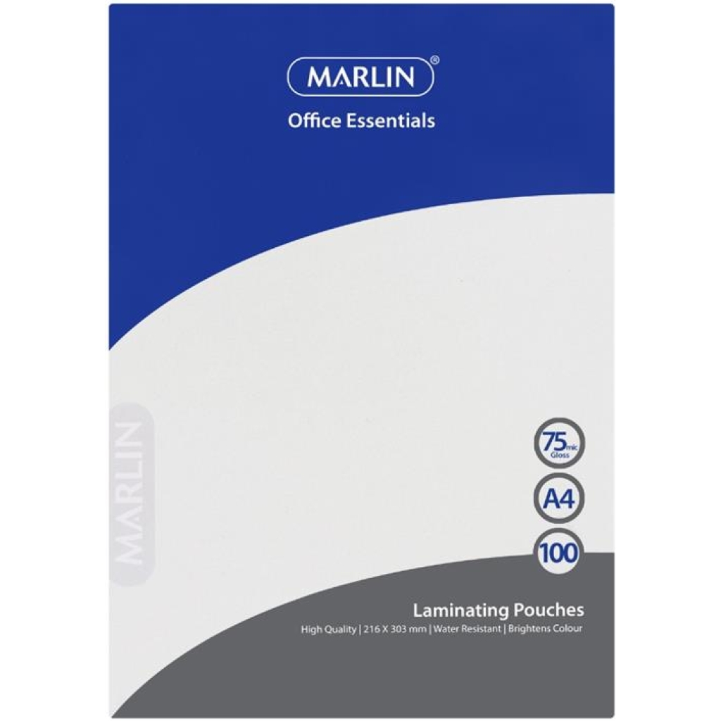 Marlin Office Essentials Laminating Pouches A4 100's 75mic