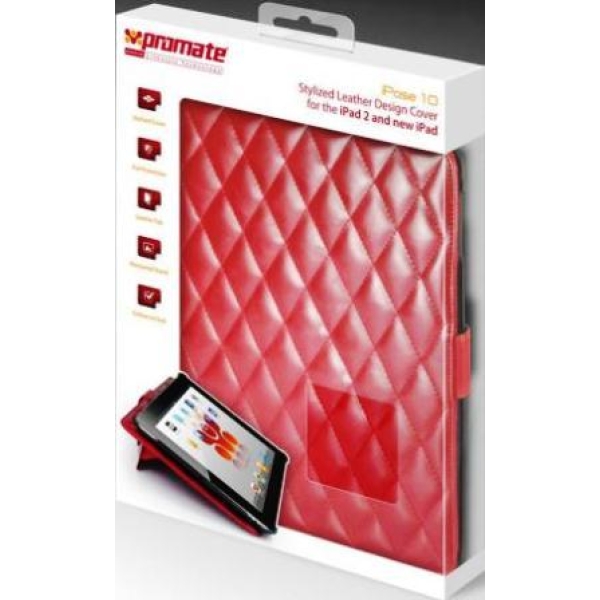 Promate Red iPose.10-Stylized Leather Design Cover