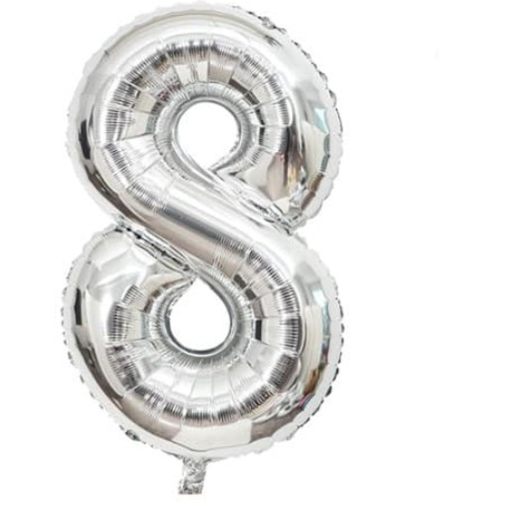 Casey 102cm Silver Balloon Number 8