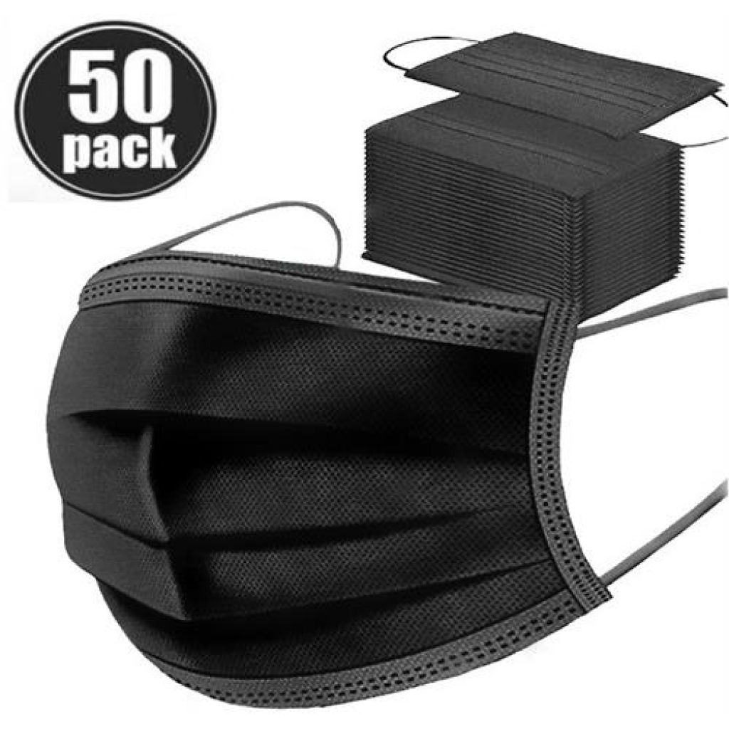Casey 3 Ply Disposable Face Mask with Earloop 50 Per Pack - black