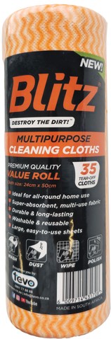 Tevo Blitz 35 Pack Roll Premium Multipurpose cleaning Cloths Tevo Blitz 35 Pack Roll Premium Multipurpose cleaning Cloths