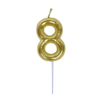Casey 10cm Gold Numerical Birthday Candle Nr.8 Casey 10cm Gold Numerical Birthday Candle Nr.8