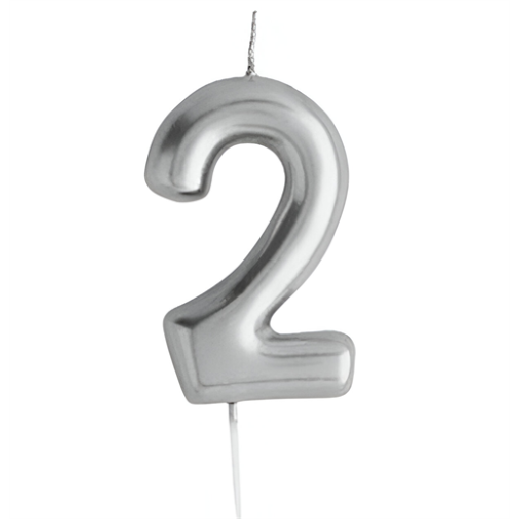 Casey 10cm Silver Numerical Birthday Candle Nr.2