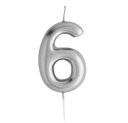 Casey 10cm Silver Numerical Birthday Candle Nr6 Casey 10cm Silver Numerical Birthday Candle Nr6