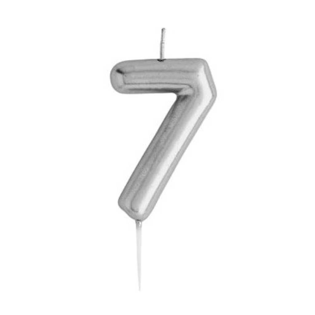 Casey 10cm Silver Numerical Birthday Candle Nr.7