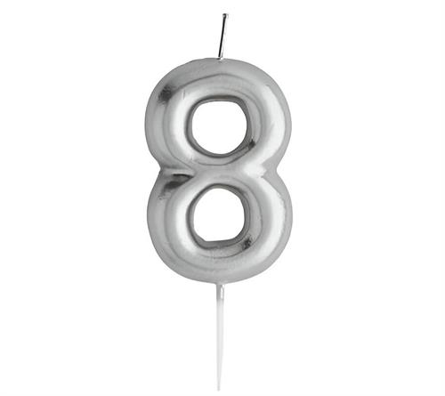 Casey 10cm Silver Numerical Birthday Candle Nr.8 Casey 10cm Silver Numerical Birthday Candle Nr.8