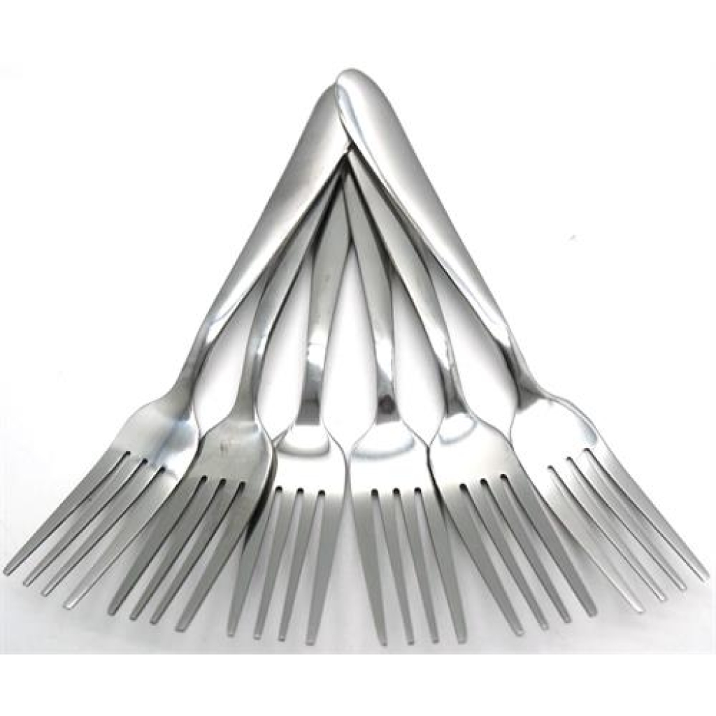 Casey Catering 6 Piece Stainless Steel Dinner Dessert Forks -Plain Design