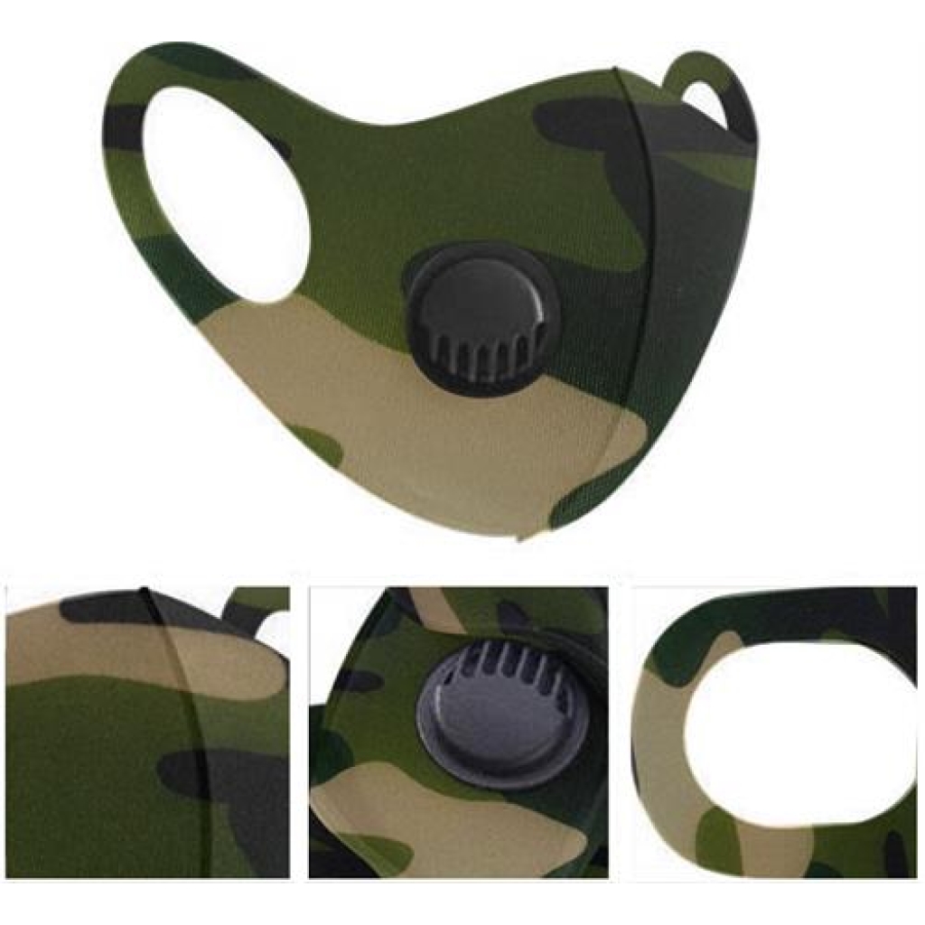Casey Reusable 3D Structured Unisex Dual Layer Face Masks - Green, Black, and Beige