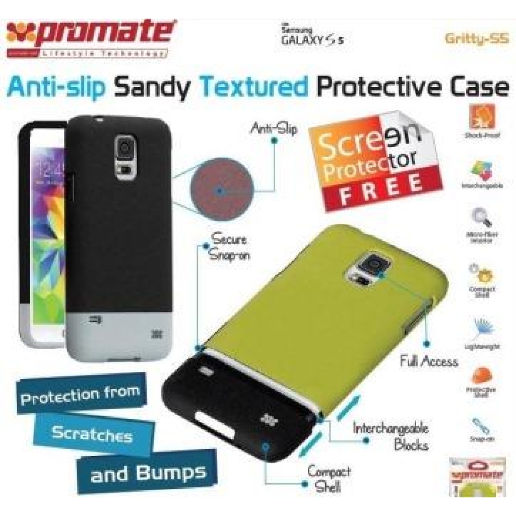 Promate Black Gritty S5 Anti-slip sandy