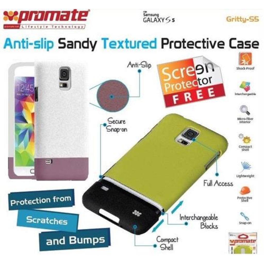 Promate White Gritty S5 Anti-slip sandy