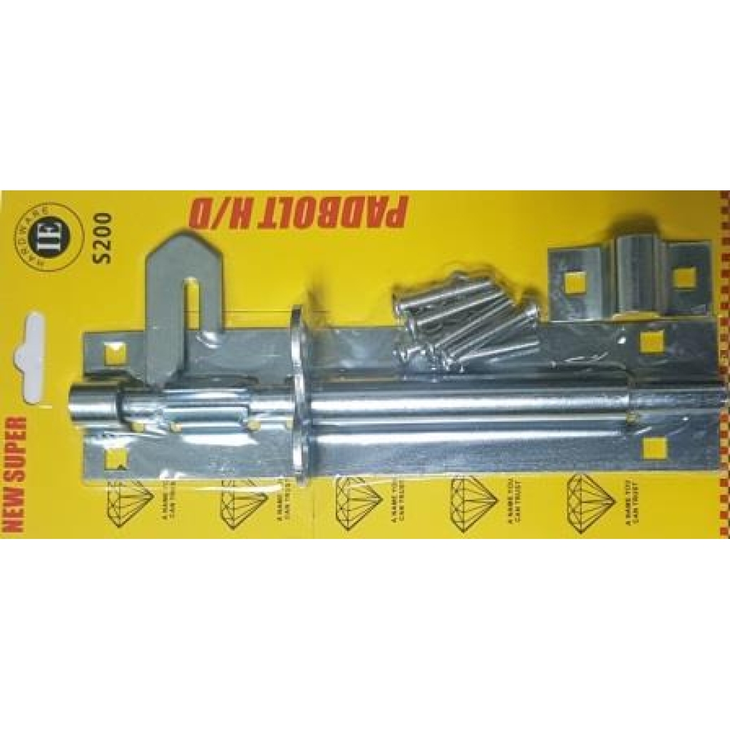 Noble Lockable Pad Bolt latch 200mm Zinc Plated