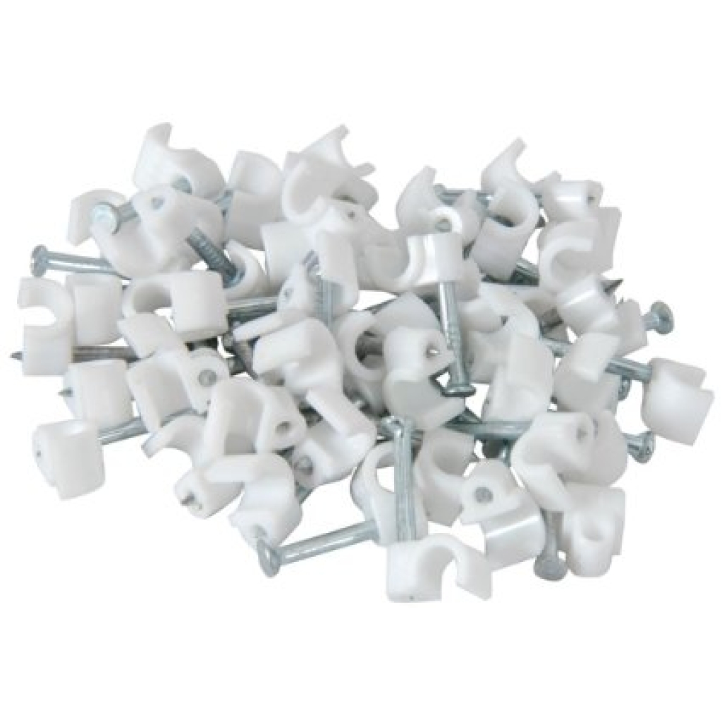 Noble 6mm White 100 Pieces Round Cable Clips