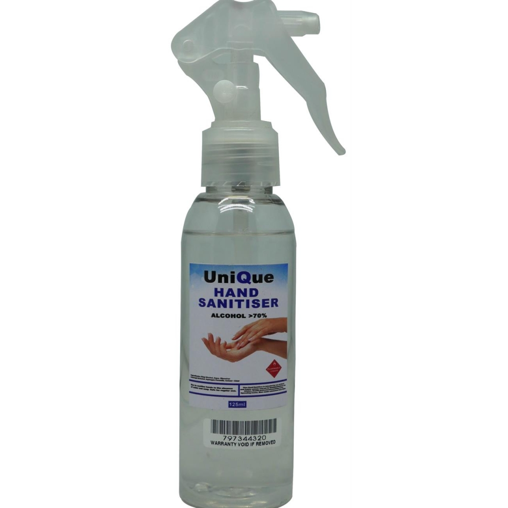UniQue 125ml Hand Sanitiser Spray Bottle