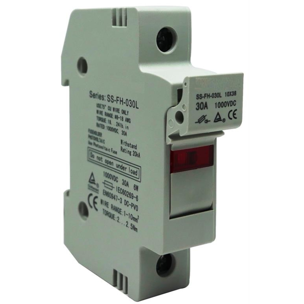 Solarix Rail Mount 1 Pole DC Fuse Holder With LED Indicator