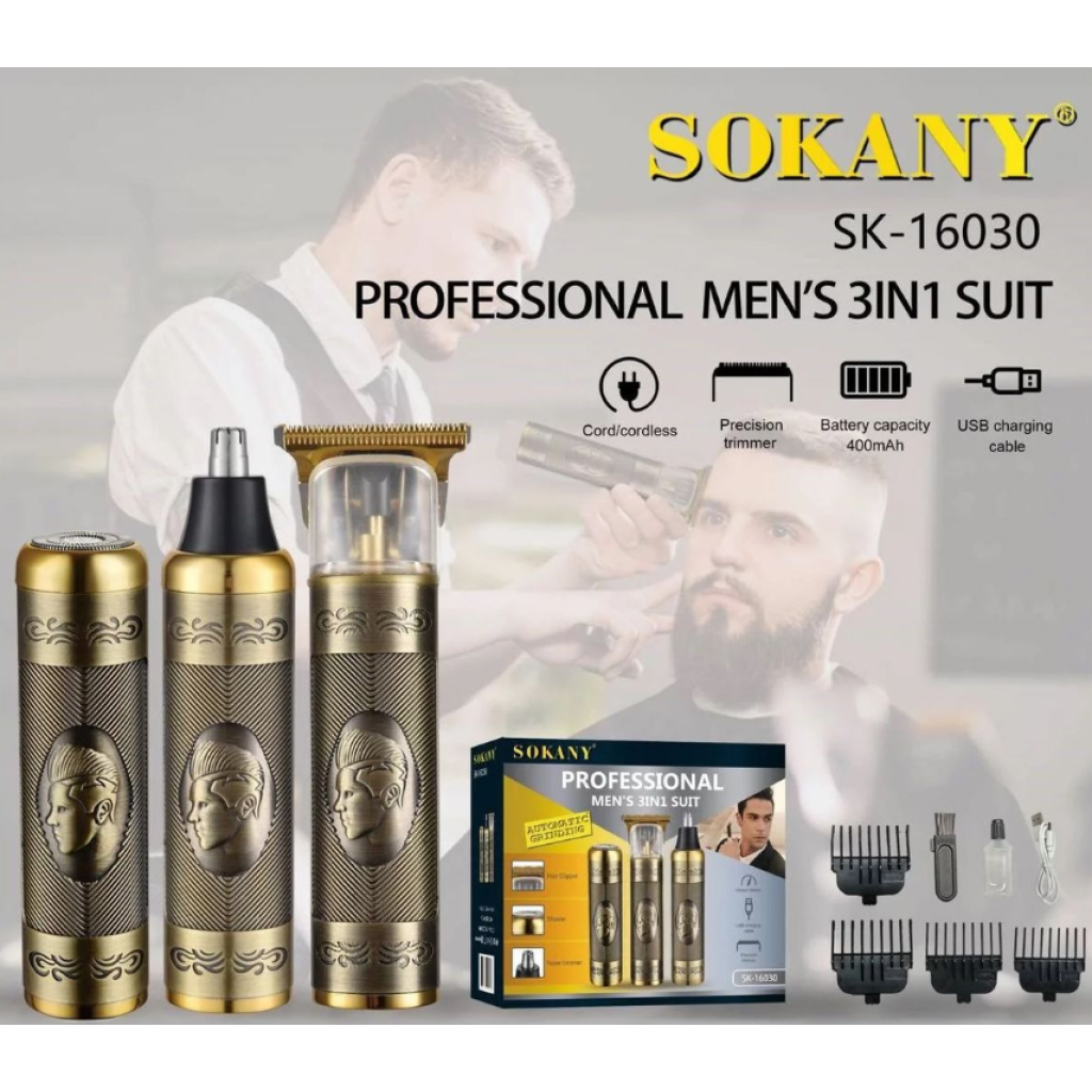 Sokany Professional 3In1 Set T Blade Shaver Gold