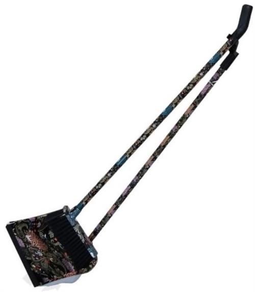 Totally Long Dust Pan Broom Set Black Floral Design Totally Long Dust Pan Broom Set Black Floral Design