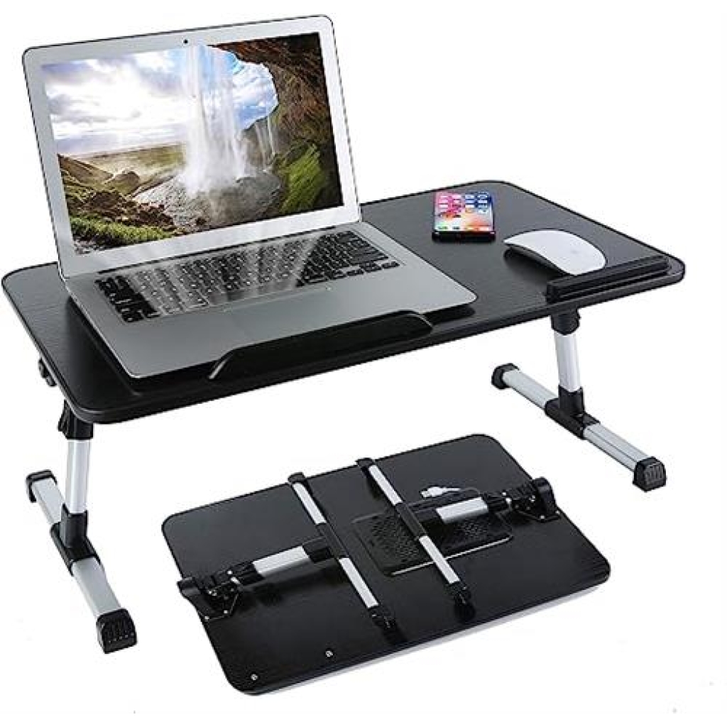 UniQue Portable Foldable Laptop Desk With USB Cooling Fan