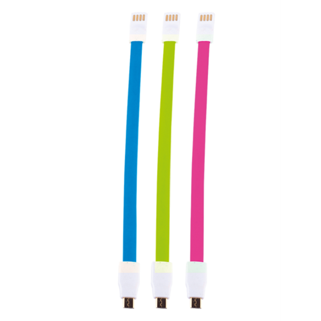 Whizzy Pink,Blue & Green Designer 3 Pack Micro USB Charge Cable