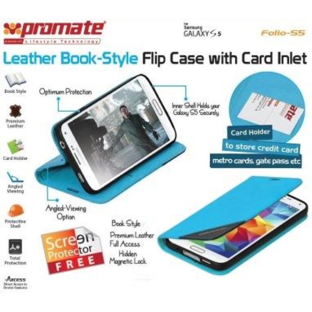 Promate Blue Folio S5 Bookcover