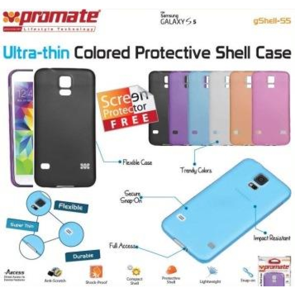 Promate Black Gshell S5 Ultra-thin Colored