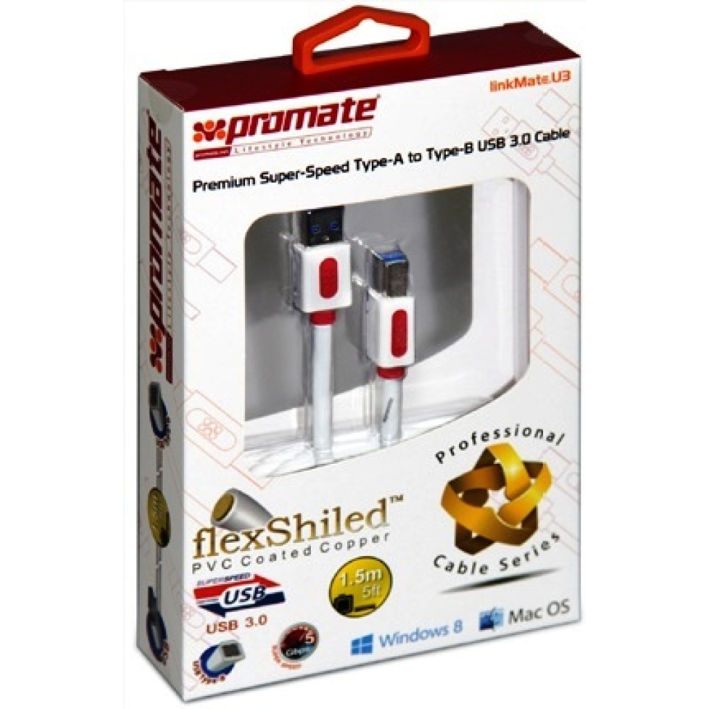 Promate U3 Premium Super Speed Type-A to B USB 3.0 Cable