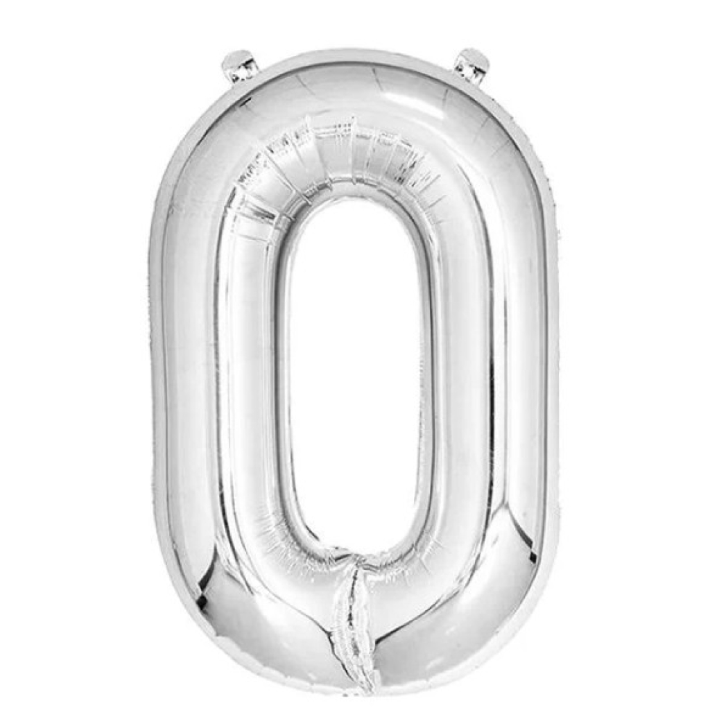 Casey 102cm Silver Balloon Number 0