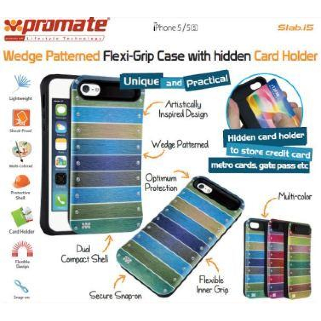 Promate Pink Slab iPhone 5 Wedge Patterned FlexiGrip Case